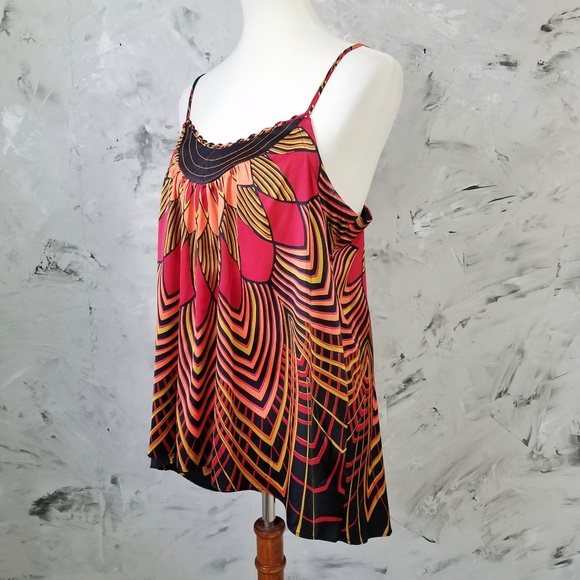Nicole Miller Tops - NICOLE MILLER Bold Red & Orange Flowing Camisole